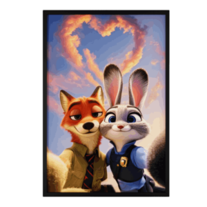 Zootopia Nick & Judy Heart Cloud Framed Art Print