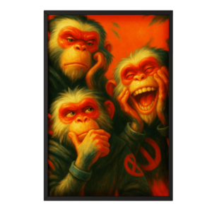 Expressive Trio: The Three Wise Monkeys Framed Art