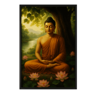 Meditating Buddha Under Bodhi Tree Framed Art